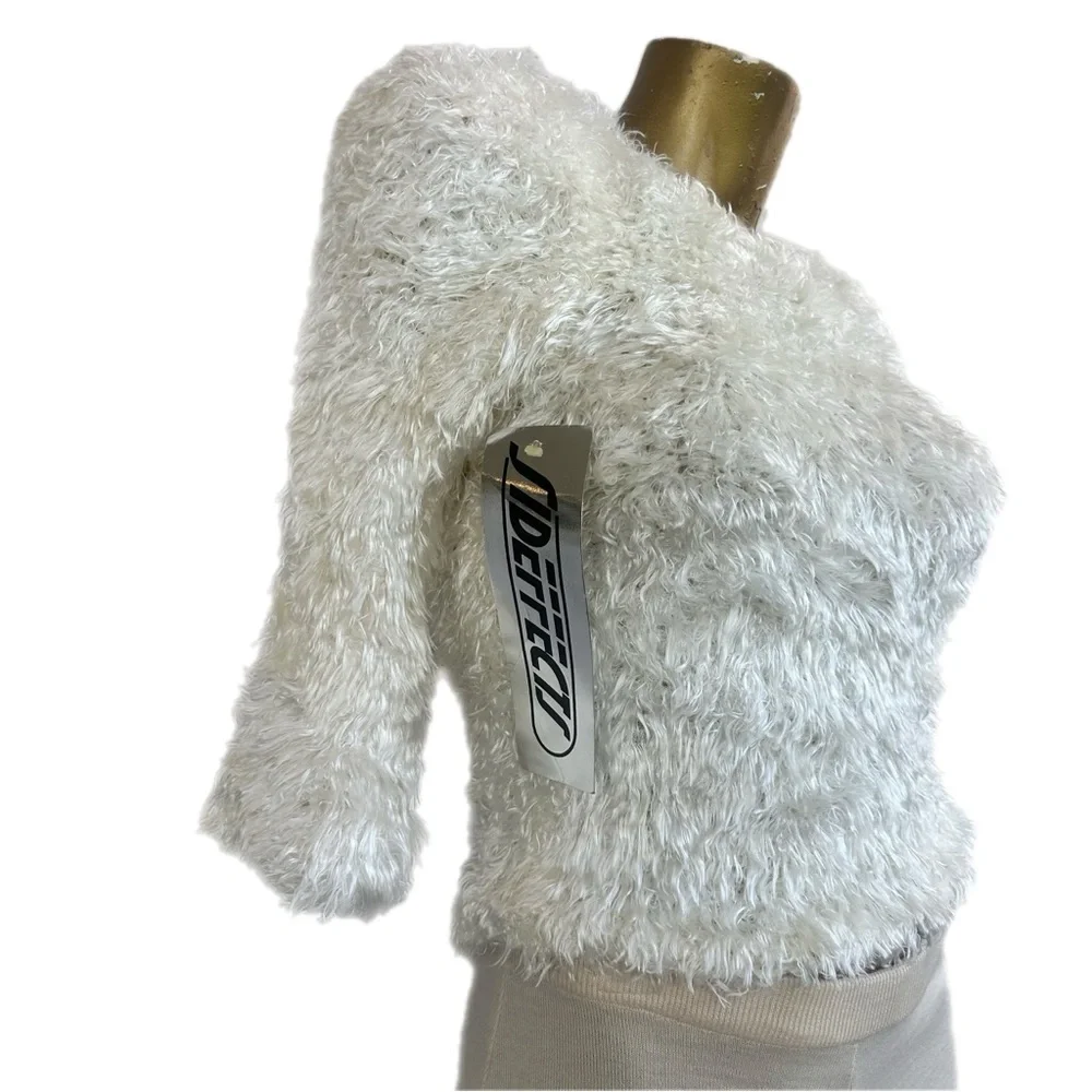 NWT Deadstock Vintage SIDEFFECTS Handknit acrylic fuzzy sweater size S